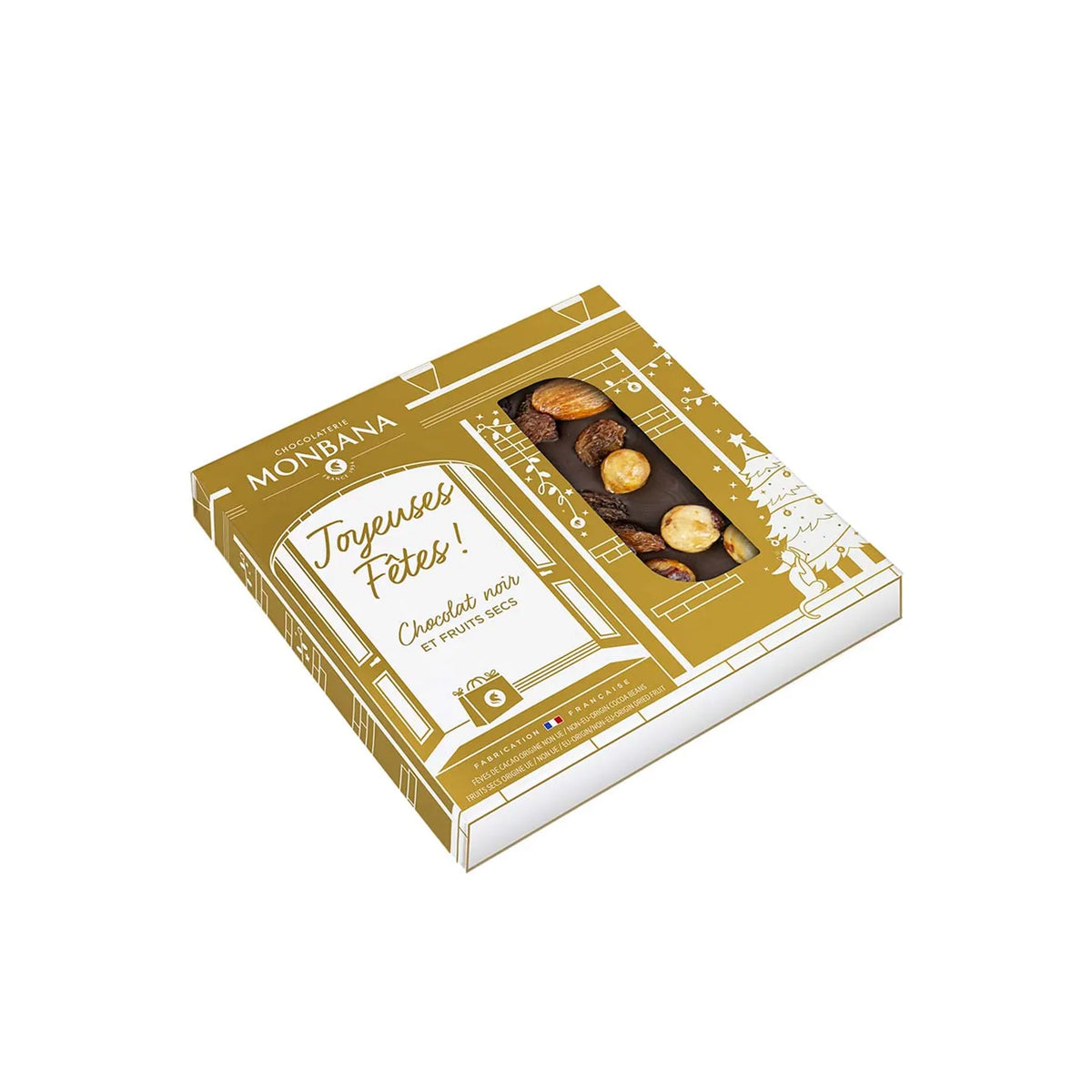 Tablette Chocolat au Noir Joyeuses Fêtes - 70 Gr | Monbana