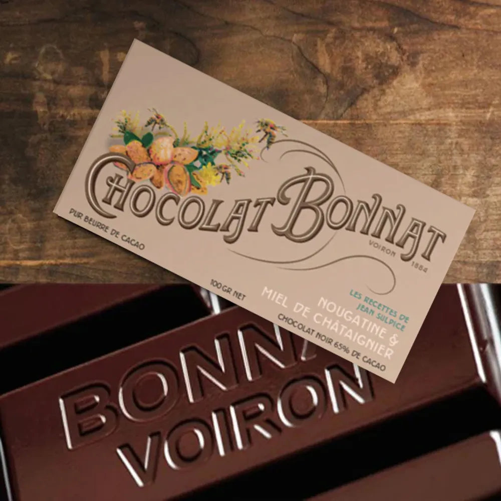 Chocolat Noir Nougatine et Miel de Châtaignier 100 Gr de Bonnat