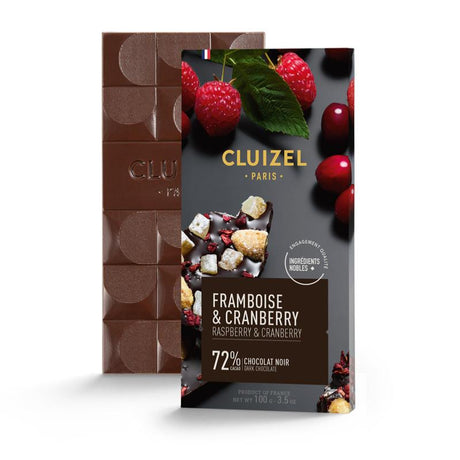 tablette chocolat noir framboise cranberry Cluizel