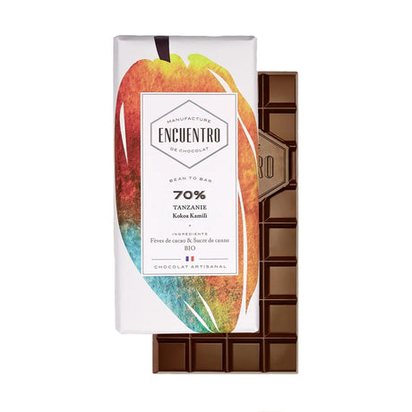 chocolat noir BIO Tanzanie 70 % Encuentro met en lumière un cacao d’exception cultivé au cœur de la vallée du Kilombero
