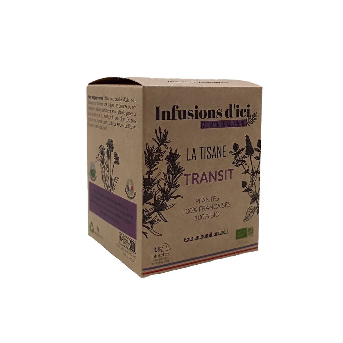 Infusions d'ici boite de 18 infusettes Tisane "Transit"