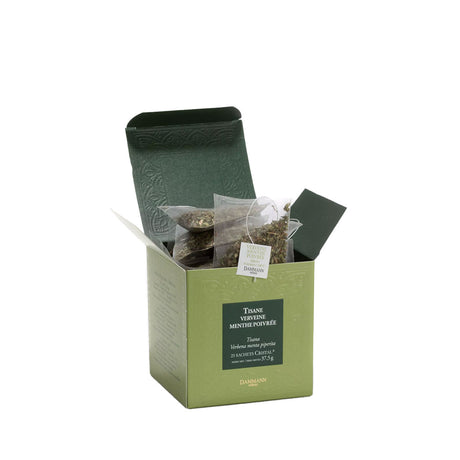 Boite ouvert de 25 sachets Tisane verveine Menthe poivrée de Dammann